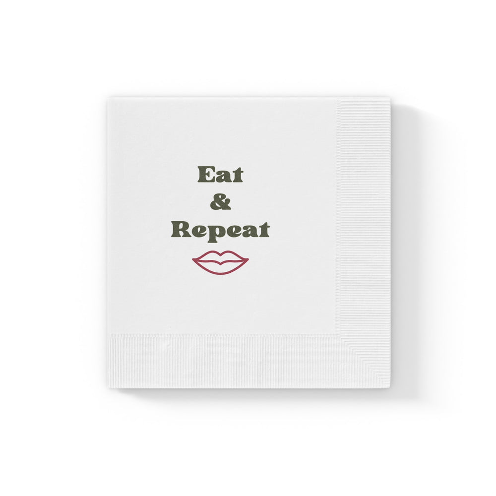 Eat & Repeat White Coined Napkins