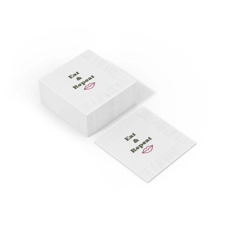 Eat & Repeat White Coined Napkins