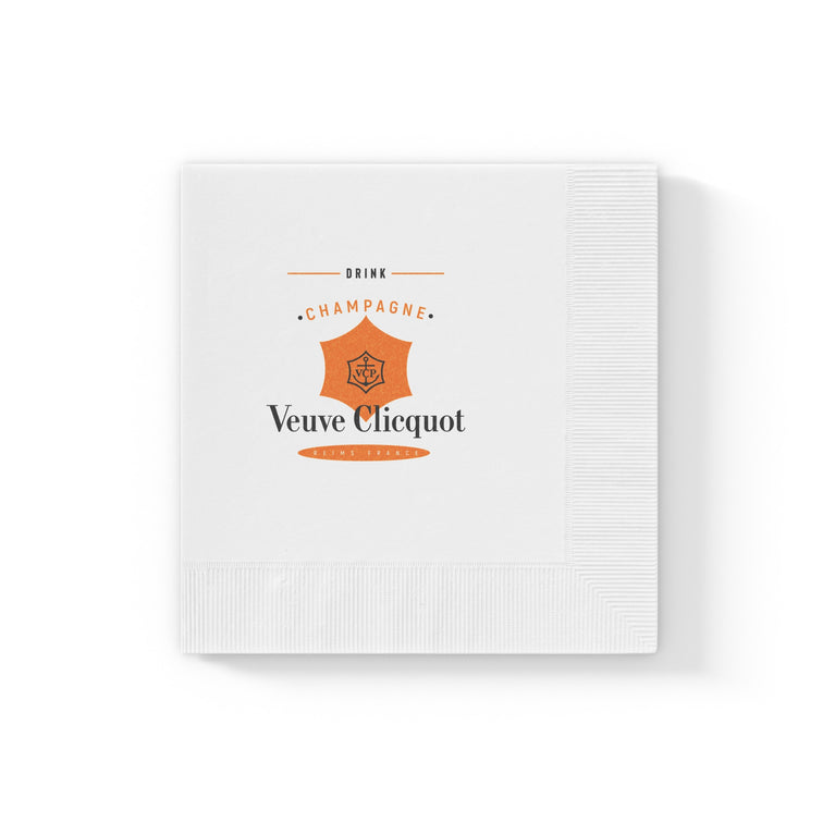 Veuve Clicquot Champagne - White Coined Napkins