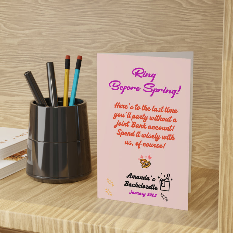 Personalized Bachelorette Greeting Cards - Fun Champagne