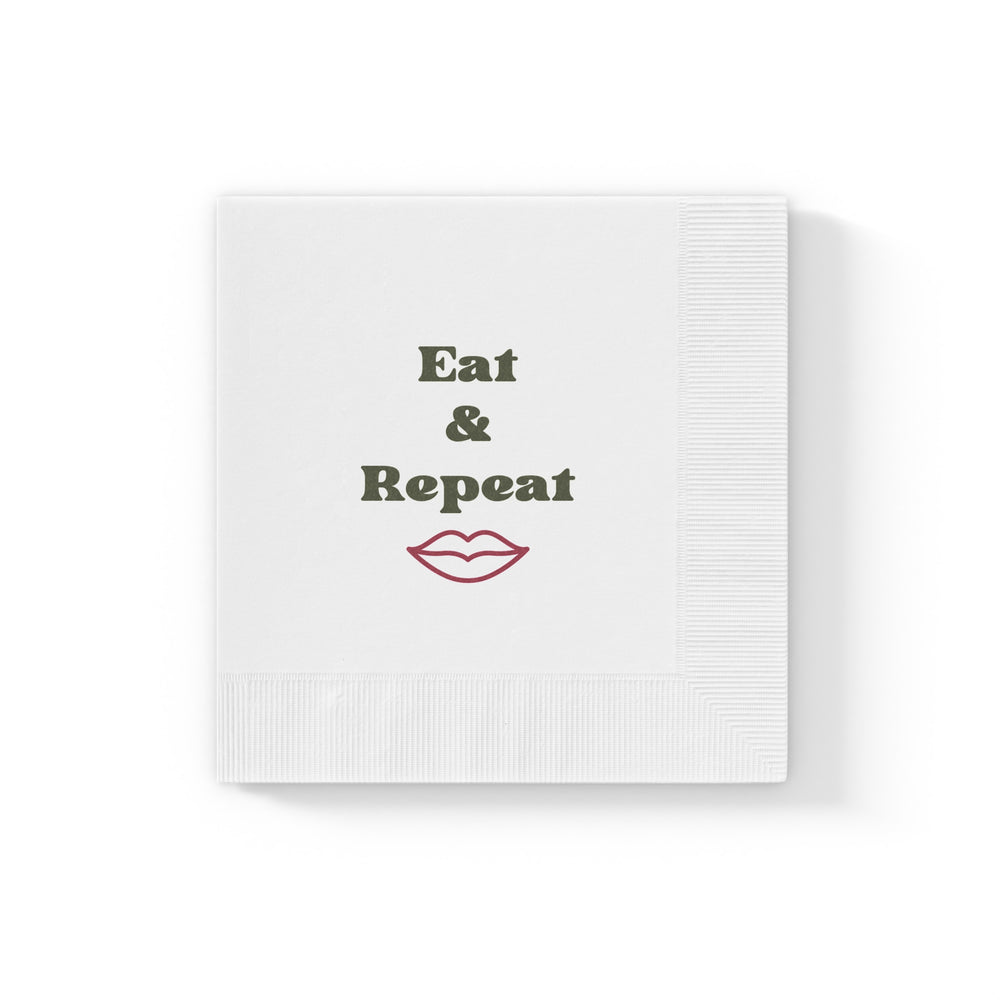 Eat & Repeat White Coined Napkins